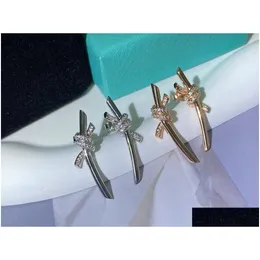 Andere Luxus -Schmuckdesigner Ohrring Diamant Kont Classic Style Fashion Edelstahl Paar Geschenkgroßhandel mit Box Drop Lieferung DHDMW