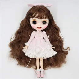 Eisiges DBS Blyth Doll Licca Body Spitzenkleid Bogenknoten rosa grüne Prinzessin Anzug Anime Outfits 240515