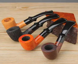 Handcarved briar wood smoking pipe filter pipe holder exquisite tobacco accessories collection wooden smoking pipe whole2767807