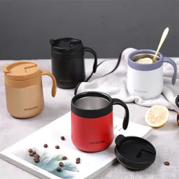 Enkelt rostfritt stål isolerat tumbler cup för kvinnan man kontor kaffe mugg bärbar hem par te vatten flaska med handtag lock 350 ml 500 ml 17sq