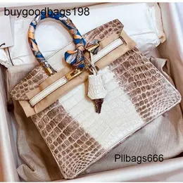 Tote Bag Designer Womens Handbags Bk Handmade 7a Thirty Pieces of the Same Gradient Crocodile Pattern Platinum 2024 New Leather Handbag Versatile for Women Large Cap