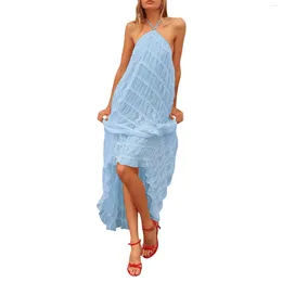 Повседневные платья женская мода с твердым цветом Halterneck Lake Depant Demporation Demprament Slim-Type vestidos curtos