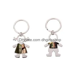 Keychains & Lanyards New Arrival Sublimation Metal Boy Girls Shape Key Ring Transfer Printing Custom Diy Jewelry Drop Delivery Fashio Dhwgj