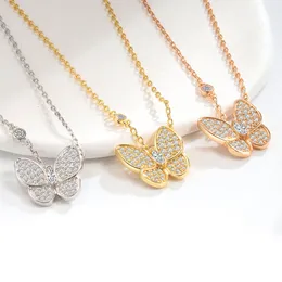 Designer colar de diamante completo de alta qualidade joias pingentes de pingente de gorjeta de gole de borboleta de ponta de borboleta
