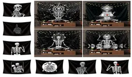 Skull tapestry Euramerican fashion polyester wall hanging Hallowmas decor printed tablecloth yoga mat beach towel party bar backdr6527008