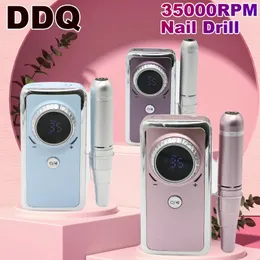 DDQ 35000RPM Nail Drill Machine With HD LCD Display Rechargeable Master For Manicure Portable Milling 240509