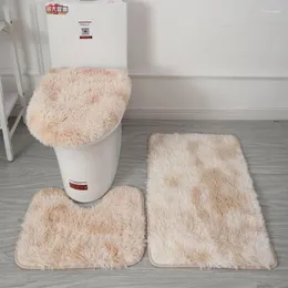 Tappeto da bagno tappeto tinto tintura di tappeti a pelta peluche toilette a tre pezzi Non slip tappetino da bagno set assorbente