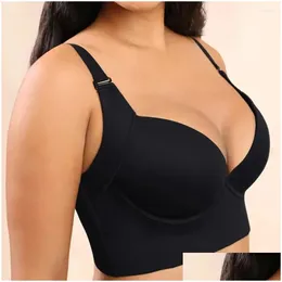 Women'S Shapers Womens Women Deep Cup Bra E Back Fat Fl Erage Underwire With Shapewear Incorporated Push Up Sports T Shirts Bras Dro Dhg4K