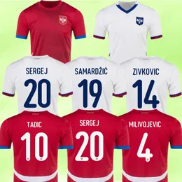 Jerseys de futebol da Sérvia Vlahovic Milivojevic 2024 2025 Mitrovic Kostic 24 25 Tadic Kolarov Sergel Jovic Masculino Nacional