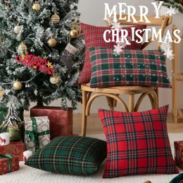 Pillow Christmas Cover Scottish Tartan Plaid Throw Farmhouse Classic Decorative Pillowcase For Home Decor Sofa