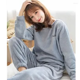 Donne femminile da donna Inverno Donne Piajama set Flanella caldo Spesso femminile da donna Signore Abbigliamento per la casa Mujer Leisure