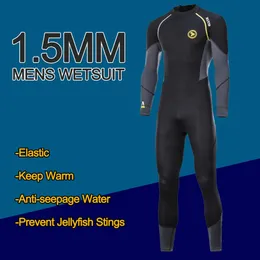 Terno de mergulho para homens de borracha de borracha de 1,5 mm de cloropreno adulto traje de mergulho com zíper refrigerado com mangas compridas de manga longa Caiaque de caiaque Sports Sports 240430