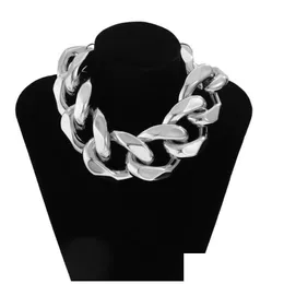 Chokers Chokers Панк преувеличивает большие кусочки CCB Cunky Chain Choker для женщин Egirl Hip Hop Толстый воротник Harajuku Grunge Jewelry 2022 Dhony