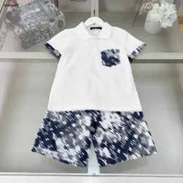 Top kids tracksuits pocket T-shirt set baby clothes Size 120-170 CM designer Short sleeve POLO shirt and Camo logo shorts 24Mar