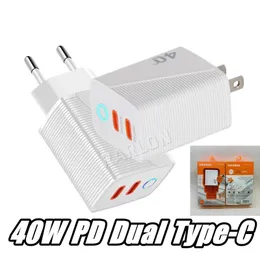 40W 20W Mobiltelefone Ladegeräte Dual PD Typ C Wandladegerät Schneller Ladeleistung Typ-C QC3.0 USB-Adapter für iPhone Samsung S20 S24 LG Tablet PC Android Phone