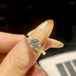 Pierścienie klastra KNB 1CT Genialne certyfikowane okrągły diamentowy ślub dla kobiet prawdziwy 925 Srebrny złoto Kolor Fine Jewelry
