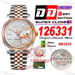 126331 DD3235 Date Automatic Mens Watch DDF Two Tone Rose Gold Silver Fluted Motif Dial 904L JubileeSteel Bracelet 72H Power Reserv Super Edition Puretime PTRX