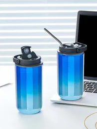 Bottiglie d'acqua Worthbuy Portable Cup Gradient Color Bottle di plastica per bevande per le perdite da 350 ml di bevande estate