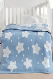 Coperte coperte per bambini quattro stagioni azzurra cotone naturale super morbido stella