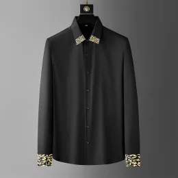 Marke Luxusgold Gold Stickhemden Männer Slim Long Sleeve Casual Business Shirts Social Party Bankett Tuxedo Bluse M-5xl