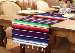 Targhette in stile Messico Tavoli a forma oblunga Banner Cotton Stripe Table Runner Fiesta a tema Decorazione di festa 9SZ C5412349