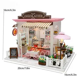 Arkitektur/DIY House 3D Shop Puzzle Assembly Model Doll Mini House Diy Small Kit Making Room Toys Home Bedroom Decoration