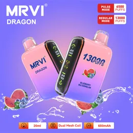 Vape Desechable Mrvi Dragon 13000 Puffs Geek Bar Carts Disposable Puff 20k 20ml Pod Dual Mesh Coil Pulse Mode Vapor