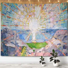 Taquestres Edvard Munch The Sun Wall Holding Tapestry Aesthetic Bedroom Decoration Artworks Pinturas Domor