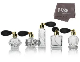 HD 5PCS Vintage napełniane przezroczyste butelki perfum Glass Glass Spray Bottle Bottle Odświeżacz Atomizer Ball Place Placiers 2010127104761