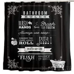 Shower Curtains Chalkboard Rules Black Bath Curtain Premium Washable Home Decor Waterproof Fabric Farmhouse With Hooks
