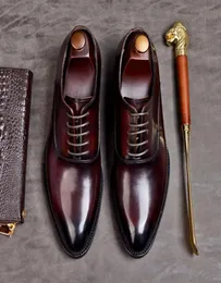 Подлинные кожаные мужские одежда обувь для шнуровки на ногах процесс воска Оксфордская обувь для мужчин Свадебная вечеринка Формальная обувь мужчин A0016220580