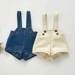 Overalls bobotcnunu 2023 nyfödd vår höst ny baby övergripande pojkar flickor denim overall barn jumpsuit barn denim shorts d240515