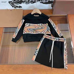 Najlepsze dresy dla dziewcząt Khaki kratą projekt Suknia dla niemowląt garnitury rozmiar 110-160 cm okrągłe bluza z kapturem i koronkową spódnicę OCT15