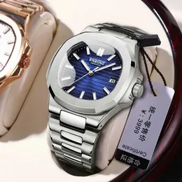 Wristwatches BINBOND 1885 Stainless Steel Wrist Case Fashion Calendar Quartz Waterproof Luminous Man es Reloj Hombre Y240510