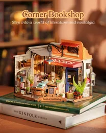 Architecture/DIY House Rolife Corner Bookstore DIY Miniature House Kit Build Mini House Building Kit with LED Lights Craft Gifts for Kids Girl