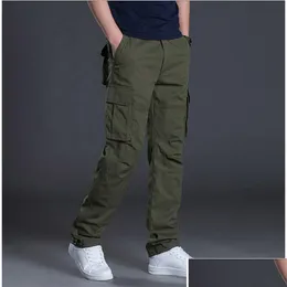 Pantaloni da uomo primaverilo autunno autunno uomo casual sciolti carenti di cotone combattimento maschio combattimento tattico tattico mti tasche per la consegna abbigliamento abbigliamento vestito dhefp