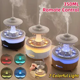 UFO Water Drop Humidifier Rain Cloud Air Humidifier Aromatherapy Essential Oils Aroma Diffuser USB Charging 7 Color Mist Maker 240508