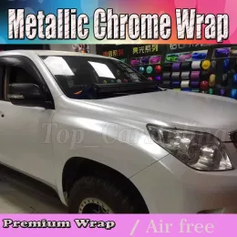 Stickers Satin white pearl chrome Vinyl Car Wrap Film with air bubble free / release Covering styling graphics Covering foil 1.52x20m roll