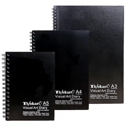A3/A4/A5 Black Hard Surface Sketchbook 110g60 Blätter von professionellem Malerei Markieren Sie diese Spulen-Los-Blatt-Diary Art Stationery