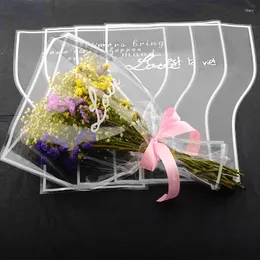 Presentförpackning 30 st dockdockor buketter inpackning väska engelska bokstäver mönster transparent blommor täcke vit kantad oregelbunden bukettförpackning