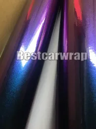 Adesivos azul roxo brilho pérola camaleão vinil metálico para abramento de carros que cobrem o filme flip -flop com bolhas de ar livre 1.52x20m 5