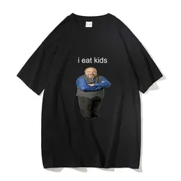Herr t-shirts bertram äter barn roliga varumärken män kvinnor t-shirt jag äter barn ts man ren bomullstoppar kort slve ny svart casual lös t-shirt t240515