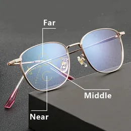 Multifokala läsglasögon Progressiv lins Män Presbyopia Glasögon Se långt nära läsarglasögon Kvinnor Ram 175 225 240508