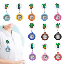 Andere Uhren Cactus Clip -Tasche Einziehbares Krankenschwester FOB Uhr Brosche für medizinische Arbeiter Abzeichen Rollen Hängende Quarzwache mit silil cas otg8g