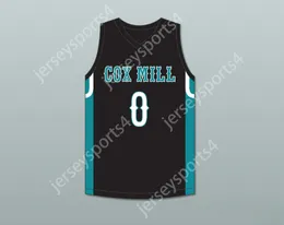 Пользовательский nay name Youth/Kids Wendell Moore Jr 0 Cox Mill High School Chargers Black Basketball Jersey 1 сшит S-6xl
