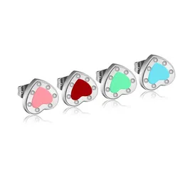 Stud Blue Heart Ohrring Frauen Paar Flanellbeutel Edelstahl 10 mm dicker durchdringender Körperschmuck Geschenke für Frauen Accessoires Drop del Dhubk