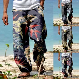 Pantaloni maschile versatile casual versatile tutto stampato allentati tasca da spiaggia in tasca da spiaggia stampicata