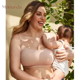 A maternidade sugere Momanda Womens Nursing Bra Ritbed Support Streamless Sports Wireless Gretin Sleep XS-XXL D240517