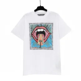 Palm 24ss yaz gökkuşağı mektubu baskı logosu tişört erkek arkadaşı hediye gevşek büyük boy hip hop unisex kısa kollu sevgililer stil tees melekler 2258 İHA