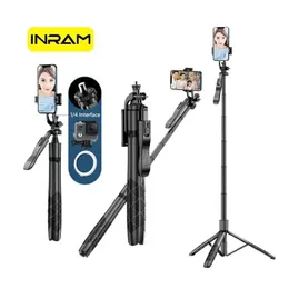 Selfie Monopods INRAM-L16 wireless selfie stick tripod foldable monopod suitable for Gopro action camera smartphone balance and stable shooting scenesB240515